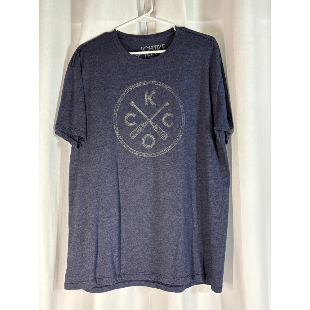 Chive Tees Mens XL KCCO Graphic T-Shirt Heather Navy Blue Oars Logo Tee MC0067